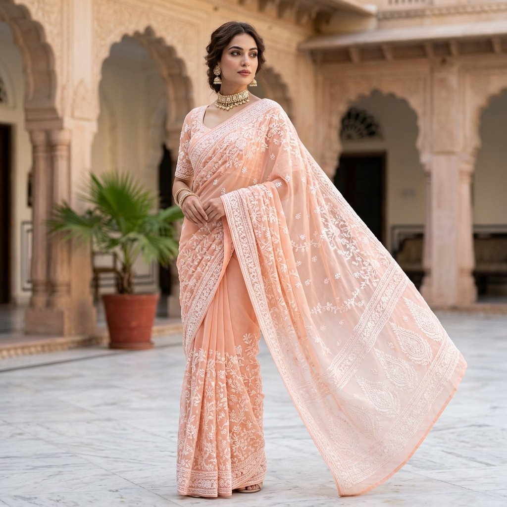 Ethereal Chikankari Georgette Saree